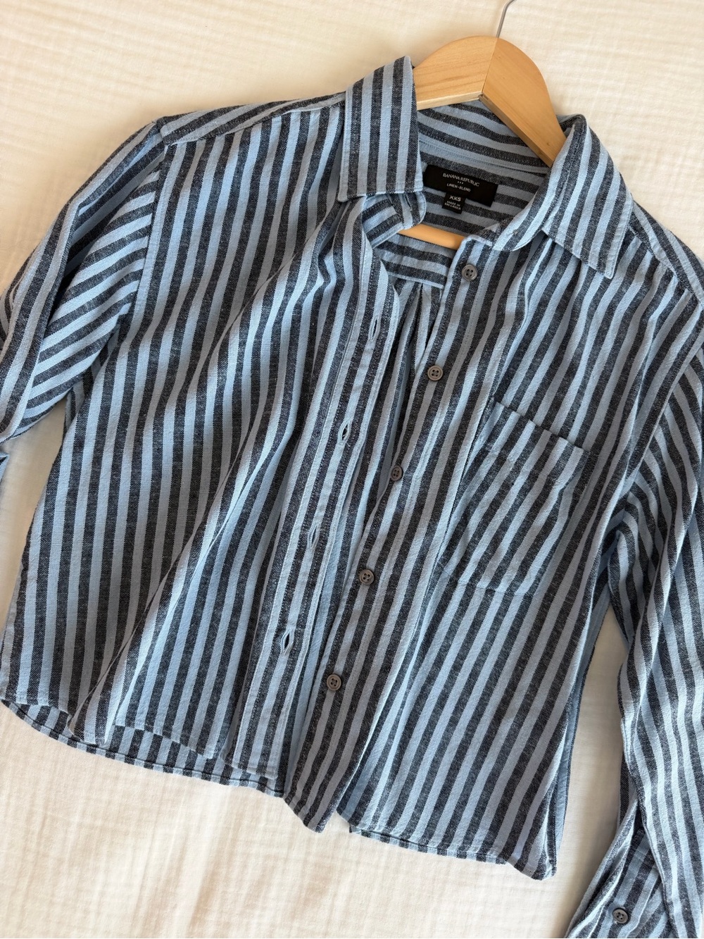 Banana Republic Blue and Black Striped Button-Down Shirt - Picture 2 of 4